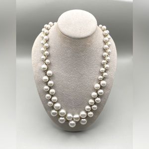 Vintage Gold-Tone & Faux Pearl Double-Row 24” Necklace